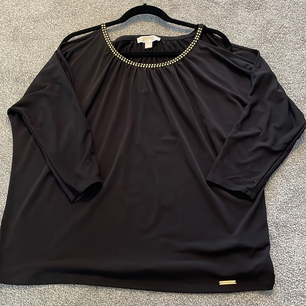 Michael Kors Women’s Cold Shoulder Shirt w Gold Studs